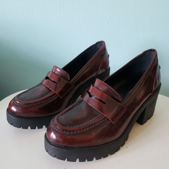 Giorgia & Johns brown chunky platform schoolgirl penny loafers shoes - Picture 8 of 11